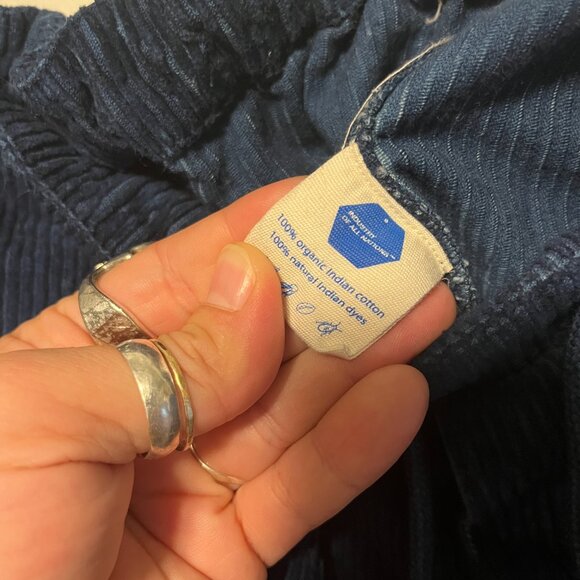 12 DGS Natural Indigo Corduroy Pants – Organic Cotton Drawstring Blue – L - Picture 3 of 5